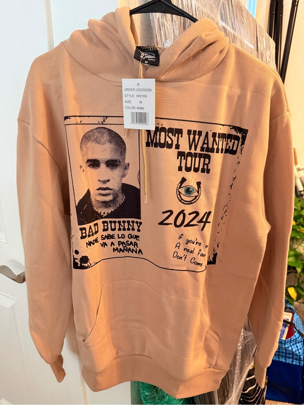 Original Deluxe Khaki Graphic Hoodie with Black Print